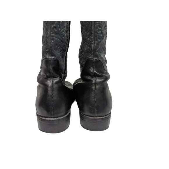 David Tate sz. 12W Bronco Floral Scroll Embossed Knee High Riding Boots Leather - Picture 6 of 14